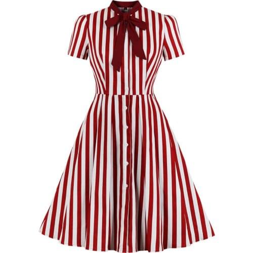 SISHION Black Green Cotton Striped Dress VD1053 Short Sleeve Vintage Swing Women Ladies Christmas Dress robe femme Plus Size