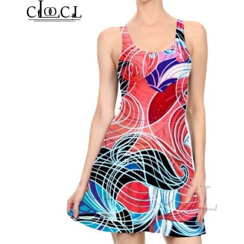 CLOOCL Geometric Colorful 3D Print Women Fashion Casual Sleeveless Dress New Sexy Slim Summer Beach Style