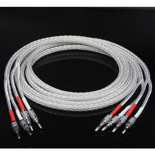 1Pair 8ag OCC Silver-plated Hifi Speaker Cable High Performance Speaker Amplifier sound Connecting line with Kimber Banan