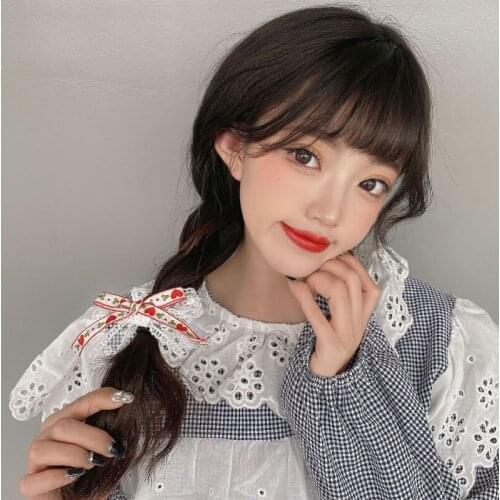 1PC Korean Fresh Plaid Floral Fabric Bow Duckbill Clip Fashion Beautiful Barrette Bow For Girls Woman Headwear Hair Accessories