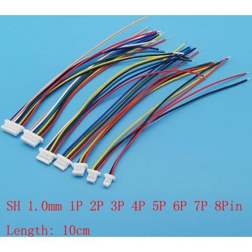 5Pcs 2/3/4/5/6/7/8 Pin SH1.0 Wire Cable Connector JST SH 1.0mm Single / Double Terminal Plug Electronic Line Length 10cm 28AWG
