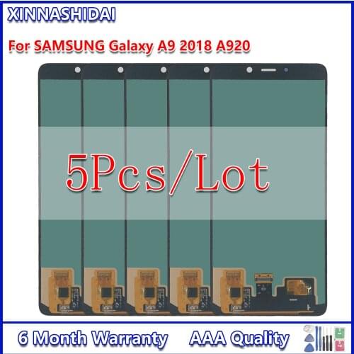 5PCS Tested Super AMOLED 6.3'' LCD For Samsung Galaxy A9 2018 A920 A920F SM-A920F/DS LCD Display Touch Screen Digitizer Assembly