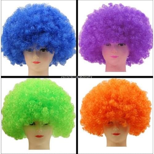 50pcs Stage Joker Adult Child Costume Hair Wigs Clown Fans Carnival Wig Cosplay Circus Funny Fancy Dress Festive Prop Free Ship