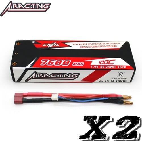 1/2PCS CNHL Lipo 2S 7.4V Battery 7600mAh 100C Racing Series Hard Case T Deans For RC Car Boat Evader BX Car Truck Truggy Buggy