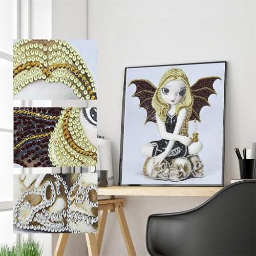Girl DIY Diamond Painting 5D Special Wing Shaped Diamond Painting Embroidery Rhinestone Crystal Cross Craft Stitch Kit Home Deco