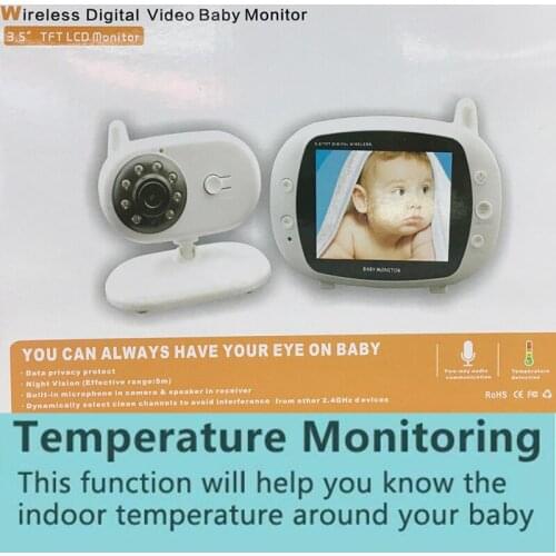 3.5 Inch Wireless Digital Video Baby Monitor Electronic Baby Video 2 Way Audio Nanny Camera Night Vision Temperature Monitor