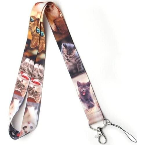 Lovely Cute Pretty Cat Mobile Phone Straps Keychain Lanyard For Keys ID Card Badge Holder Keycord Hanging Rope with Keyring