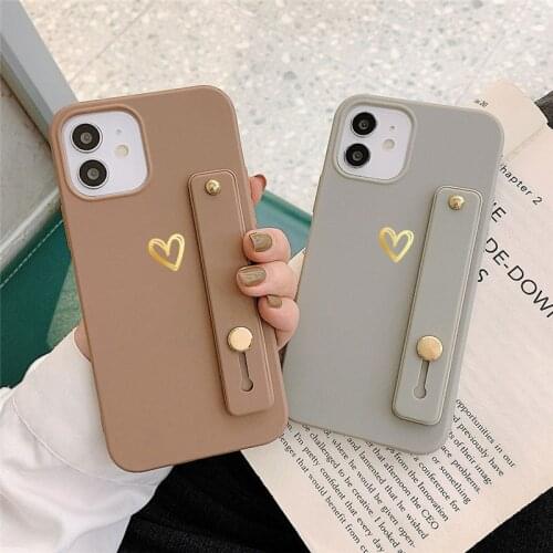 Gold Love Heart Wrist Strap Case For Samsung Galaxy A12 A10 A21S A31 A32 A40 A50 A51 A52 A71 A72 S10 S20 S21 FE Plus Ultra Cover