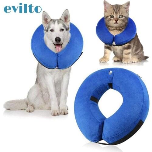 Evilto Pet Collar Inflateble Anti-bite Injury Recovery Neck Protective Hean Cone Pvc Dog Cat Collar