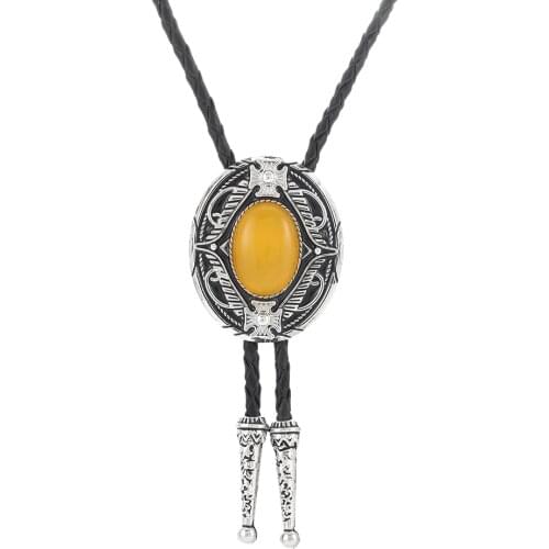 Western cowboy BOLO TIE tie suit clothing accessories retro pattern totem glass patch leather collar rope birthday banquet gift