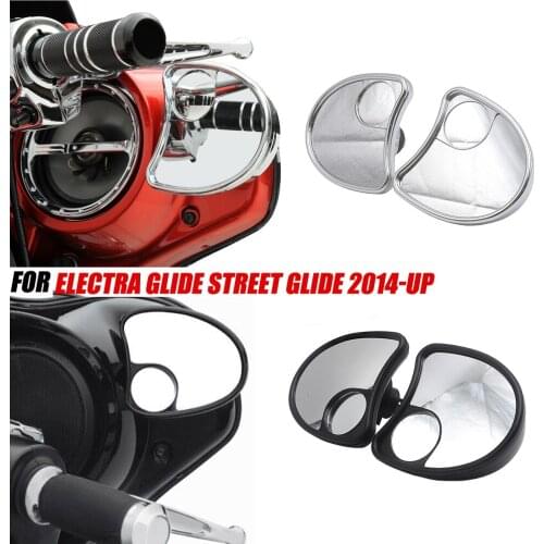 Chrome Motorcycle Fairing Mount Rearview Side Mirror With Blind Spot For Harley Electra Glide Street Glide 2014-Up