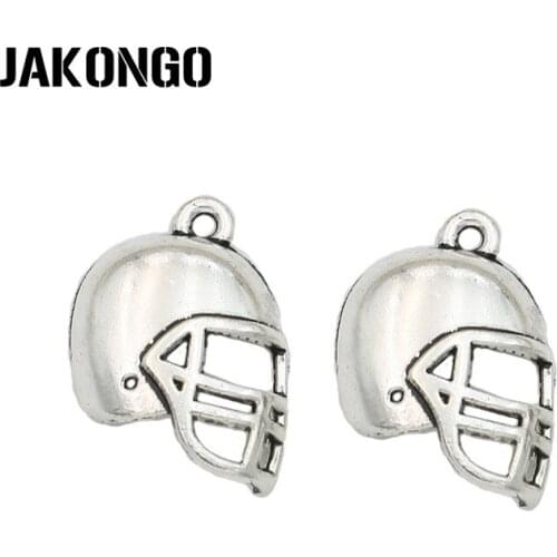 JAKONGO Antique Silver Plated Football Helmet Charm Pendant Bracelets Jewelry Findings Accessories Making Craft DIY 20x14mm