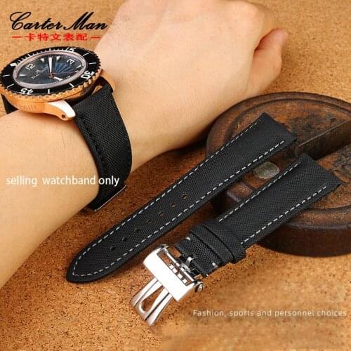Carbon fiber nylon cloth grain leather Wristband for Bobo 50 Series 5000 5015 5054 watch accessories mens watch strap canvas 23