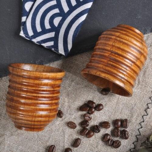 Creative 50ml Wooden Tea Cup Natural Tumbler Cup Wine Glass Water Bottle Threaded Technology Lined Drinkware Special Wine Glass