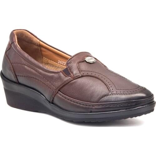 Forelli 26226 Coffee 2021Yaz Women Shoes Real Cow Leather Orthopedic Anatomical Comfortable Daily Casual Use Comfort Sneakers