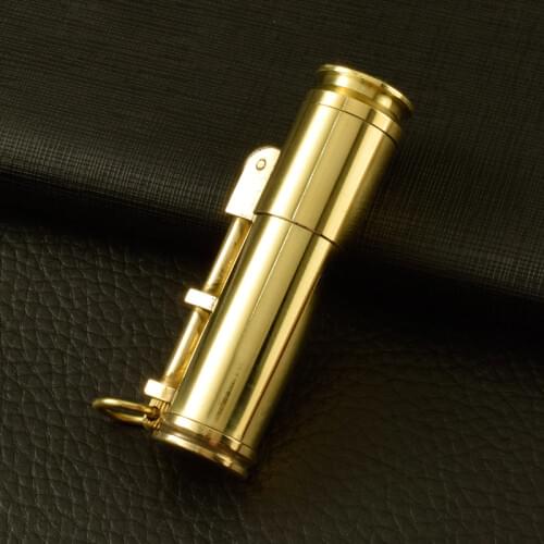 Brass Handmade Gasoline Lighter Upscale Heavy Trench Free Fire Starter kerosene Windproof Keyring Lighter Mens Gifts Collect