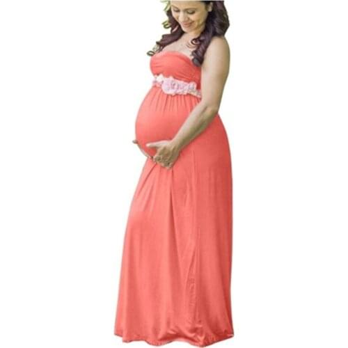 Summer sexy Dresses For Photo Shooting Pink Dress Maternity Clothes Photography Props Sleeveless Maxi Long Pregnancy Dress