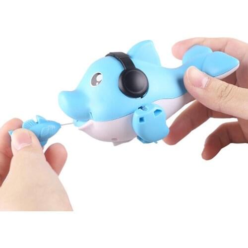 Cute Cartoon Dolphin Fish Baby Water Toy Kids Beach Bath Toys Infant Swim Wound-up Chain Clockwork Toys Wind Up Floating Toys