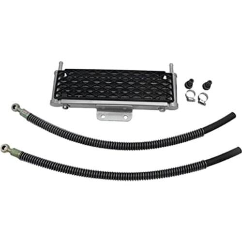 Motorcycle Oil Cooler 4 Rows Mesh Big Size with 10Mm Tubling for 50Cc-160Cc Modify Oil-Cooled Engines Pit Dirt Bike