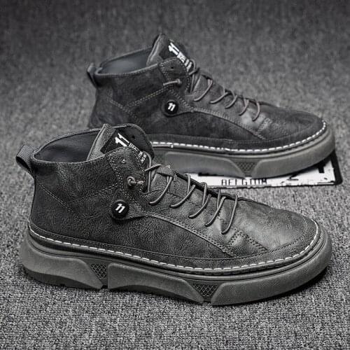 Mens leather casual shoes leather suede designer mens shoes warm shoes men outdoor hiking casual shoes men