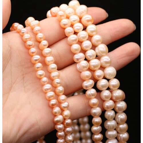 Natural AA Freshwater Pearl Beaded Round Shape Punch Loose Pearl Beaded for Making DIY Jewelry Necklace Accessories 5-10mm