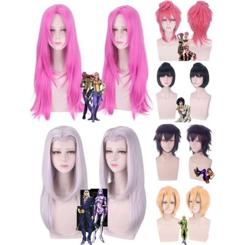 JOJOs Bizarre Adventure Cosplay Wig Leone iavolo KING Trish Spice Bruno Fugo Narancia Wig Head Costume Anime JOJO Golden Wind