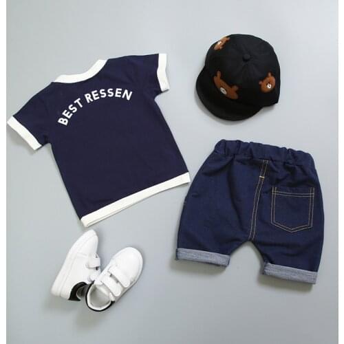 New Hot Suit Summer Children Boys Girls Clothes Sets Kids Cotton Letter Short Sleeves T-Shirt 2PCS/set Toddler Child Clothing