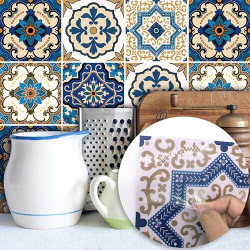 Moroccan Style Tiles Wall Stickers For Bathroom Kitchen Backsplash Decor Wallpaper Self Adhesive Waterproof Removable DIY Mural
