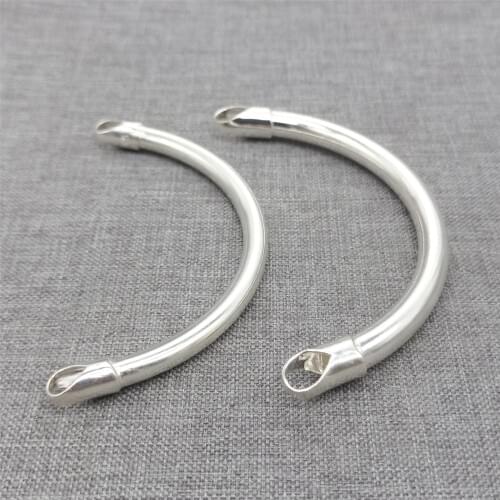 Sterling Silver Plain Curve Tube Connector for Sideways Bracelet