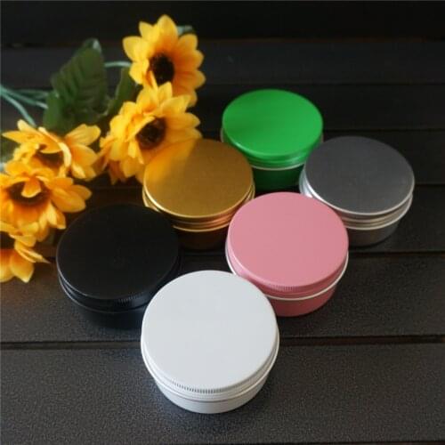Refillable Gold Empty Round Aluminum Box Metal Tin Cans 80g 80ml Cosmetic Cream 68*35mm Jar Tea Aluminum Pot Black Containers