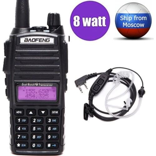BAOFENG UV-82 Plus True 8W High Power VHF/UHF Dual Band Two Way Radio UV82 Plus Walkie Talkie with 2-PTT Acoustic Tube Headset