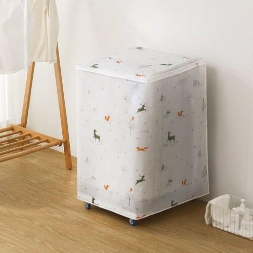 Durable Washing Machine Cover Save Space Organizer Cartoon Floral Elk Snowflake Print Dust Guard Household Waterproof Dust Cover