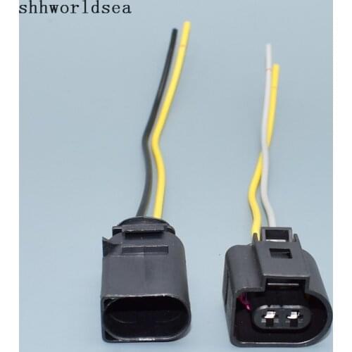 Shhworldsea 2 pin 3.5mm auto wiring harness connector electrical horn plug 1J0973722 1717692-1 8D0973822 for VW Audi with wire