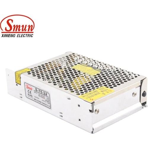 SMUN S-75-24 110V/220VAC to 75W 24V 3A Single Output Switch Mode Power Supply SMPS