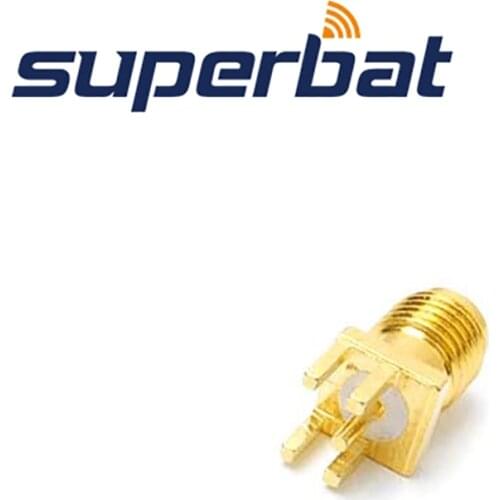 Superbat 10pcs RP-SMA End Launch Female Jack(male pin) PCB Mount with Solder Post RF Coaxial Connector