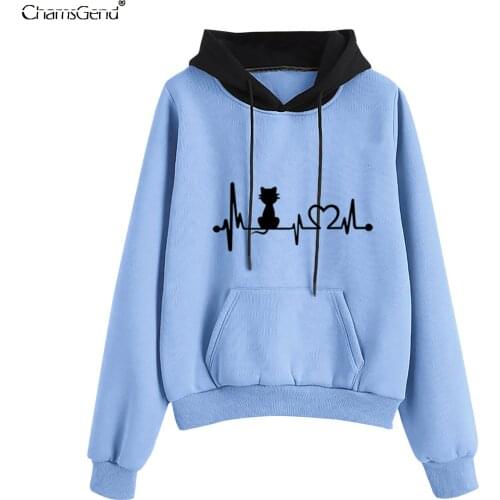 Cute Cat Print Hoodies Women Sweatshirt Autumn Long Sleeve Hoodies Harajuku Hoodie Sweatshirt Women Streetwear Sudadera Mujer