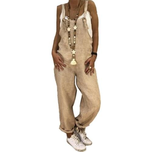 80%HOT summer new style ladies casual solid color sleeveless adjustable shoulder width loose jumpsuit bib jumpsuit one-piece wid