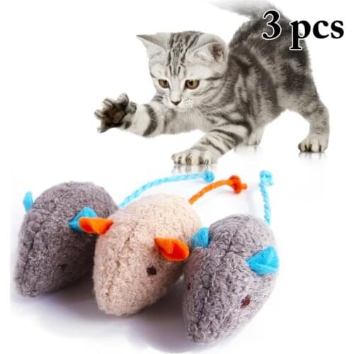 3PCS Random Color Kitten Chew Toy Mouse Lifelike Interactive Pet Play Mouse Cat Catnip Toy Cat Funny Training Toys