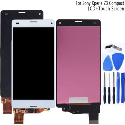 For Sony Xperia Z3 Compact D5803 D5833 LCD Monitor Digitizer Glass Panel Z3 Mini Components with Frame Phone Accessories+tool