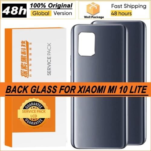 100% Original Back Housing for Xiaomi MI10 MI 10 Lite Back Cover Battery Glass Door Rear Case With Adhesive Sticker Repair Parts