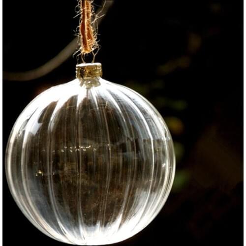 12pcs/pack Diameter=8cm Middle Size Striped Hanging Glass Globe Transparent Christmas Glass Pendant Festival Glass
