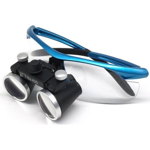 2.5/3.5X420mm Magnifyning Glasses Medical Galilean Binocular Magnifier Dentistry Surgical Loupes+LED Dental Headlamp