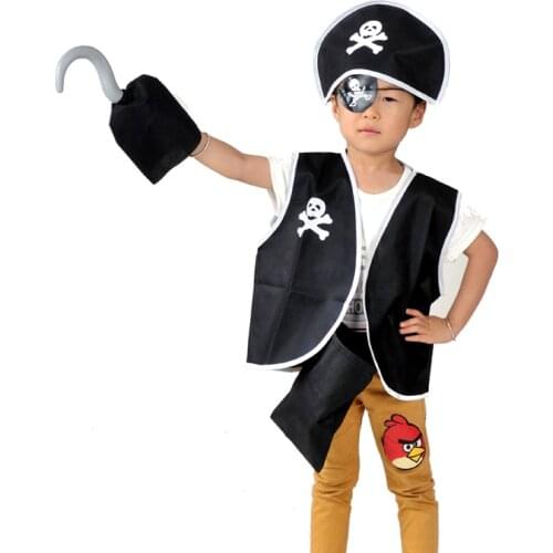 5PCS/Set Non-Woven Children Kids Boys Halloween Cosplay Pirate Costumes Outfit Props Amazing Favourite Classic Pirate Costume