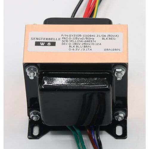 50W Output: 0-AC180V-AC250V+AC6.3V Pure Copper EI Type Audio Guitar Tube Amplifier Power Transformer