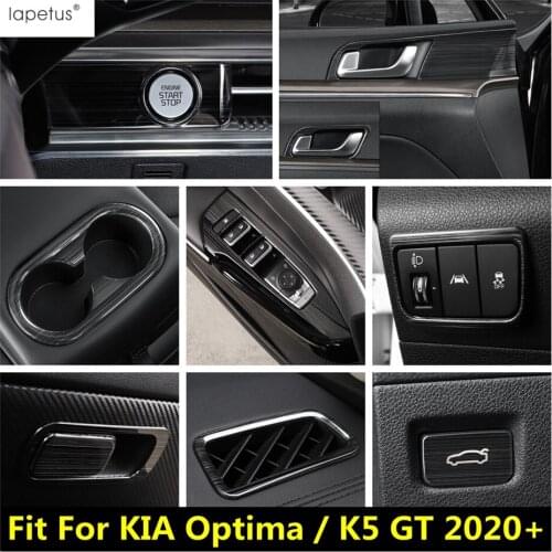 Stainless Steel Accessories Window Lift Start Stop Button Air AC Vent Handle Bowl Cover Trim For KIA Optima / K5 GT 2020 2021