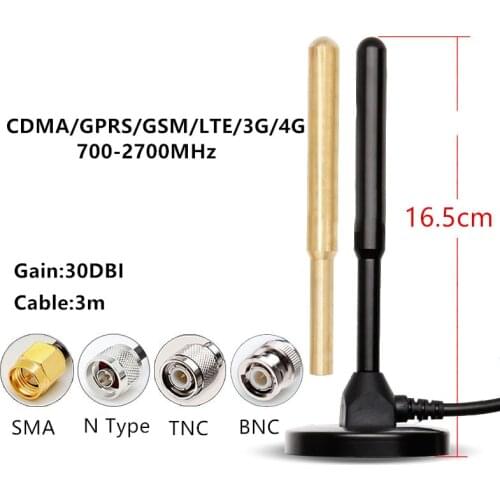 30DBI high Gain SMA male or N-Type interface 3G/4G LTE Antenna 3M cable for MC7455/MC7430/SIM7600E-H/EP06-E/ME909U-521/EC21-E