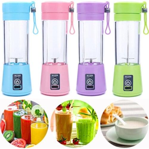 Behogar 380ml Portable Cup USB Rechargeable 4-Blade Electric Fruit Vegetable Juicer Blender Bottle for Home Office School Use