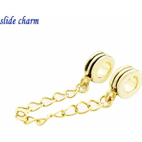Free shipping Childrens birthday gift gilded black and white pattern safety chain fashion fit Pandora charm bracelets