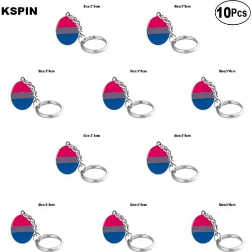 Bisexual Pride Key Ring Lapel Pin Flag badge Brooch Pins Badges 10Pcs a Lot