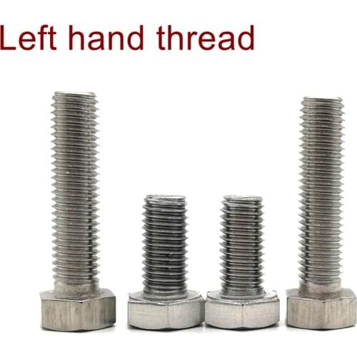 Left hand thread screws bolt 10pcs/lot M5 M6 M8 M10 M12*L Stainless steel Hex head left hand thread bolt
